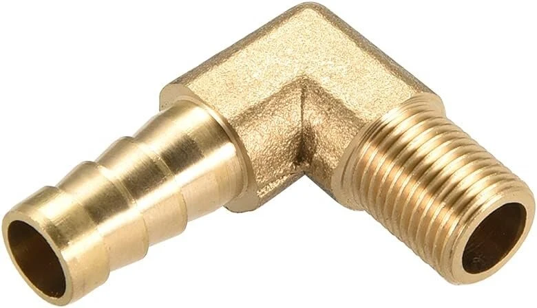 Sourcing map 3pcs žalvarinis barb vamzdis 90 laipsnių alkūnė 8mm barb į 1/8pt vamzdžio adapterio kištuką