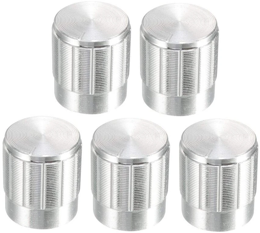 Sourcing map 5 vnt. 6 mm įstatomas ašies 16 x 15 mm aliuminio lydinio potenciometro sukamasis reguliatorius
