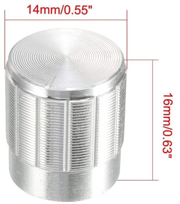 Sourcing map 5 vnt. 6 mm įstatomas ašies 16 x 15 mm aliuminio lydinio potenciometro sukamasis reguliatorius