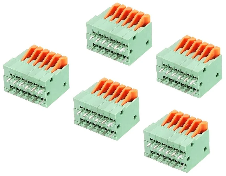 Sourcing map 5 vnt. Pcb spyruoklinė gnybtų bloko jungtis Kf141v 150v 2a 2.54mm 6 pozicijų grandinėms, elektronikai, kompiuteriams