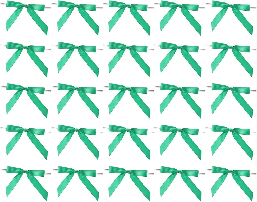 Sourcing map 50 mini kaspinėlių pakuotė, 9 cm spiraliniai kaspinėliai, mini satino audinio kaspinėlių gėlių kaspinėliai rankdarbiams, siuvimui, vestuvėms, gimtadienio vakarėliui, žali