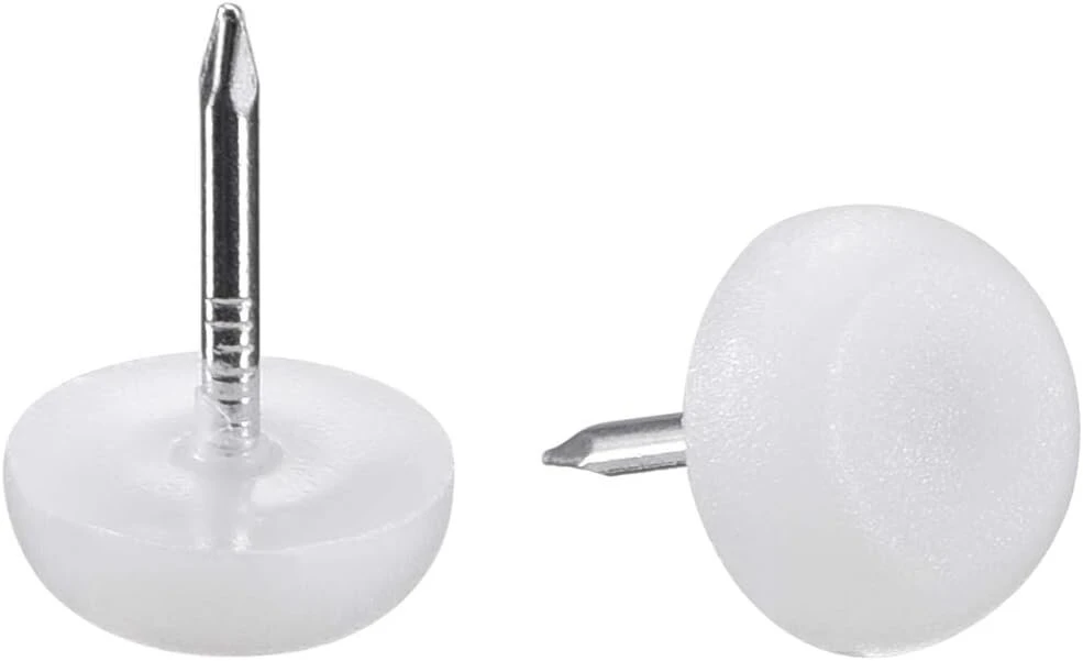 Sourcing map baldų kojelių vinys, skirtos kėdžių ir stalų kojų apsaugai, plastikinės, 12 mm skersmens, baltos spalvos, 20 vnt.