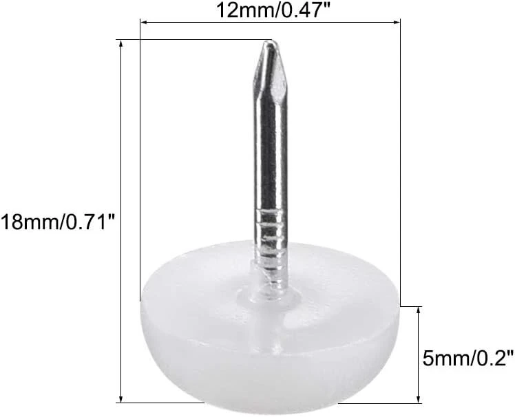 Sourcing map baldų kojelių vinys, skirtos kėdžių ir stalų kojų apsaugai, plastikinės, 12 mm skersmens, baltos spalvos, 20 vnt.