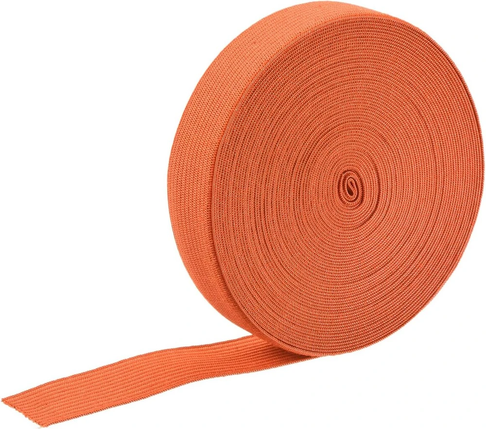 Sourcing map elastinės juostos siuvimui, 20 mm pločio elastinė juosta, 9 m ilgio guminė juosta, elastinė juosta kelnėms, "pasidaryk pats" amatų audiniai, apvadinė juosta juosmeniui, oranžinė