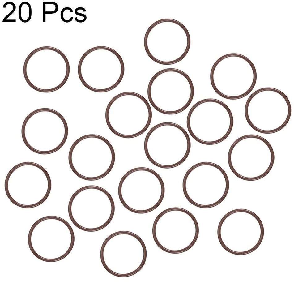 Sourcing map fluoroelastomerinės gumos o-žiedų rinkinys, 20 vnt., 26 mm išorinis skersmuo, 22 mm vidinis skersmuo, 2 mm plotis, metrinis fkm sandariklis