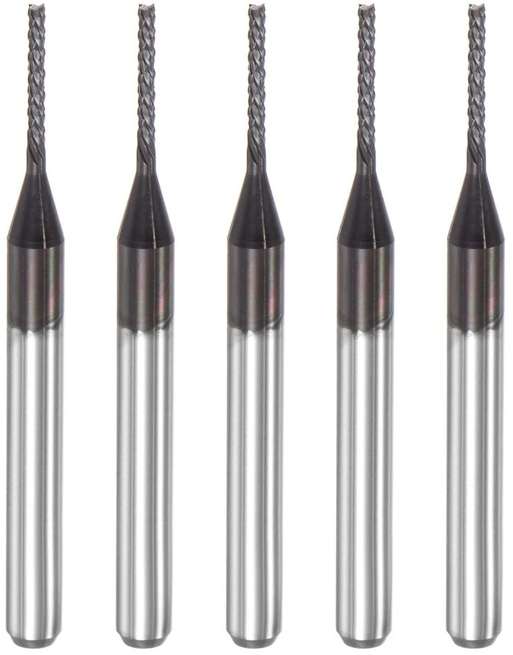 Sourcing map freza cnc kairinis deimantinės plėvelės dengtas volframo karbido graviravimo pjoviklis, atsarginės dalys, 5 vnt., 1 mm x 7 mm