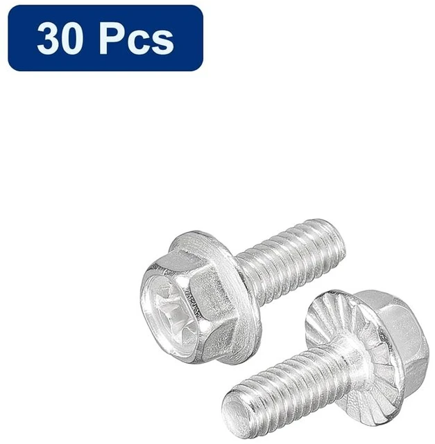 Sourcing map Phillips šešiabriaunių flanšinių varžtų rinkinys M4 x 10 mm, 30 vnt., nerūdijančio plieno 304, šešiabriaunė galvutė