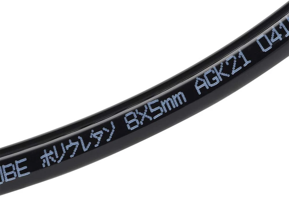Sourcing map pneumatinė oro žarna, Pu poliuretano oro kompresoriaus žarnos vamzdis juodas 8 mm (0,31 colio) Ad x 5 mm (0,2 colio) Id 2 m (6,56 pėdos)