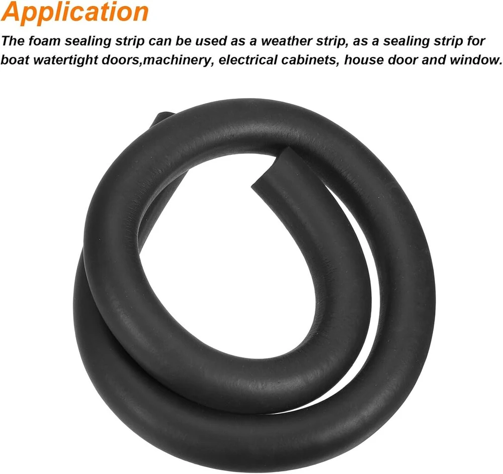 Sourcing map putos gumos oro sandarinimo juosta, 30 mm (1,18 colio) skersmens x 1 metras (3,28 pėdos) ilgio, apvali epdm vientisa guma triukšmui, smūgiams ir trinčiai mažinti