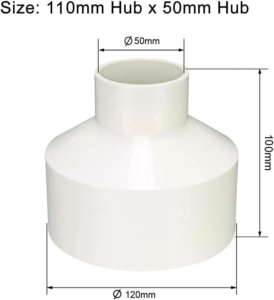 Ventiliatorius Sourcing map pvc movos patefonas patefono vamzdžio adapterio jungtis vamzdžio jungtis 110 mm x 50 mm