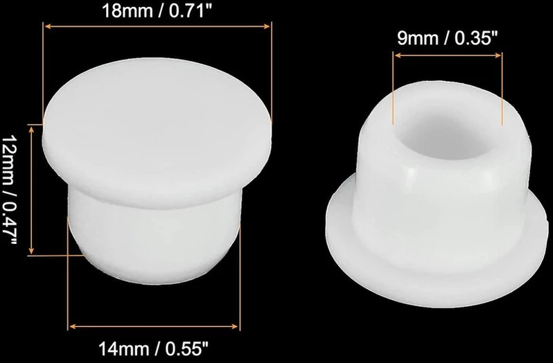 Sourcing map silikoninės gumos skylės kamščiai, minkšti lankstūs kamščiai 13–14 mm, balti, 10 vnt.