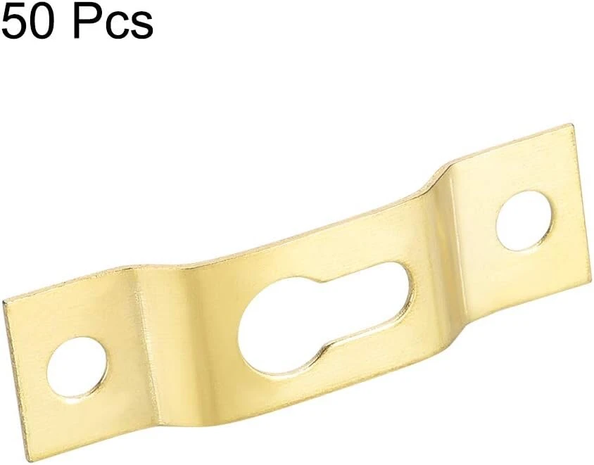 Sourcing map skylės formos pakabinimo plokštelė 40 mm x 11 mm rėmo kabliukas su varžtais auksinės spalvos 50 vnt.