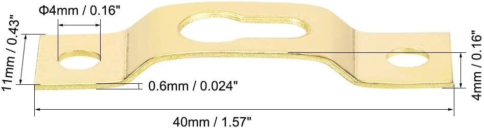 Sourcing map skylės formos pakabinimo plokštelė 40 mm x 11 mm rėmo kabliukas su varžtais auksinės spalvos 50 vnt.