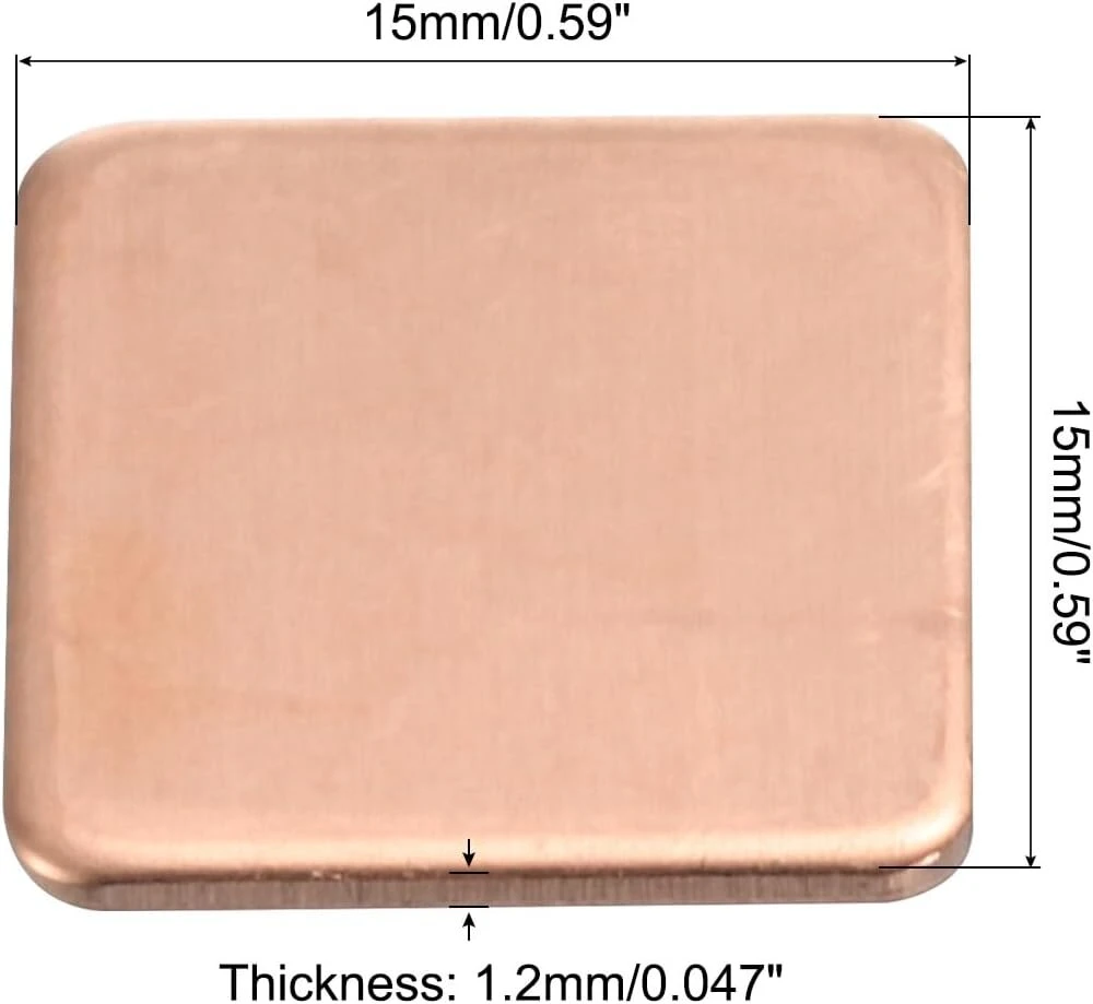 Sourcing map varinis šilumos laidumo padėklas 15mm x 15mm x 1.2mm, skirtas elektroninių lustų aušinimui, 6 vnt.