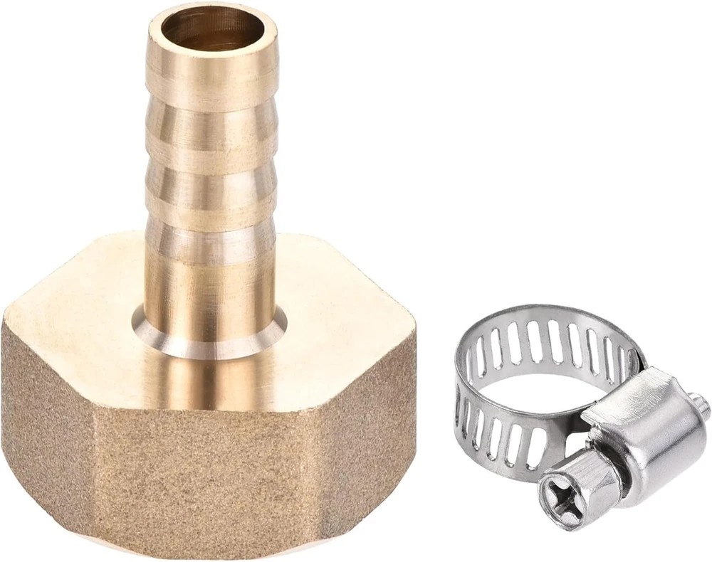 Ventiliatorius Sourcing map žalvarinis žarnos jungties adapteris 10 mm žarnos jungtis x g3/4 vidinis vamzdis su nerūdijančio plieno žarnos spaustuku
