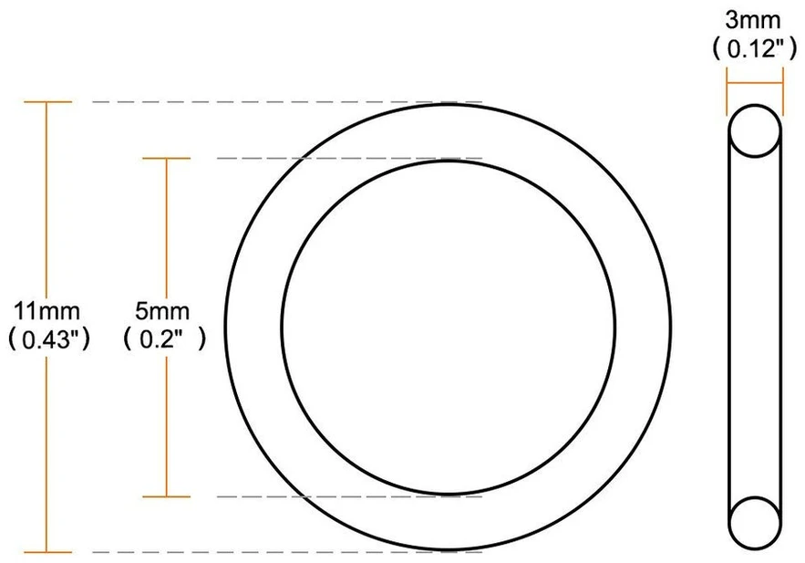 Sourcingmap® 200 11x5x3 mm guminis o žiedas sandarinimo poveržlė juoda vandens žarna