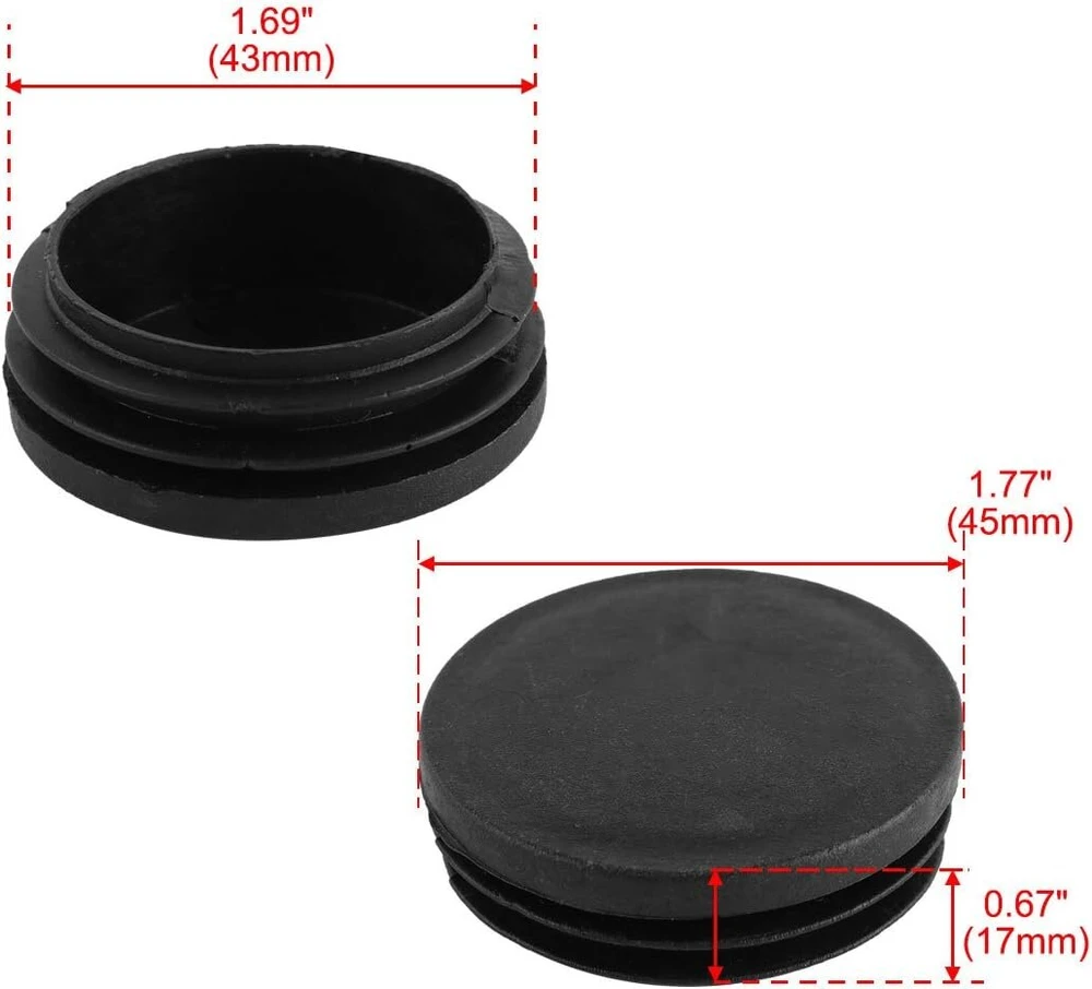 Sourcingmap 4 vnt. juodo plastiko 45 mm skersmens apvalūs aklini dangteliai vamzdžių įdėklai