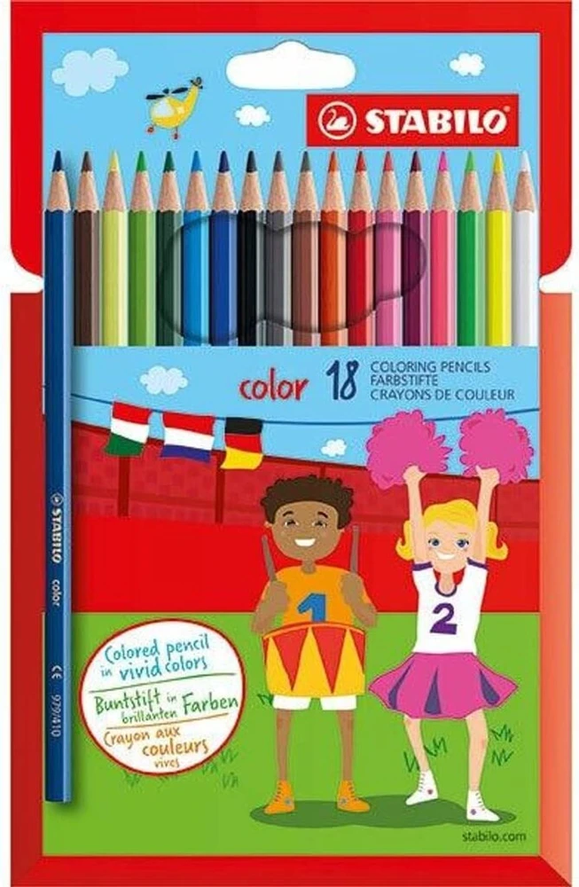 Spalvinimo pieštukai - Stabilo color - 18 spalvų piniginė - Įvairių spalvų, įskaitant 3 neonines