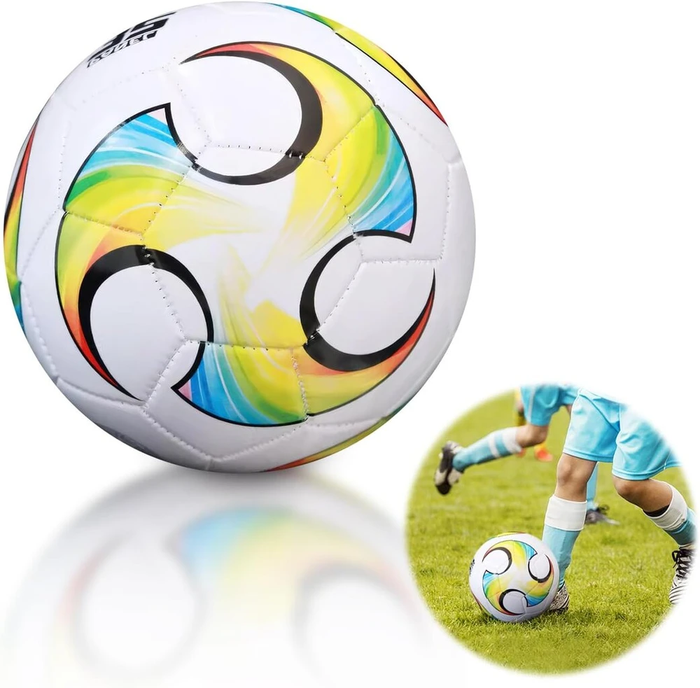 Spalvotas futbolo kamuolys, 5 dydis, nepraleidžiantis oro, profesionalus odinis futbolo kamuolys vaikams, oficialus treniruočių futbolo kamuolys, vandeniui atsparus kamuolys varžyboms vaikams, paaugliams, suaugusiems, vidaus, lauko