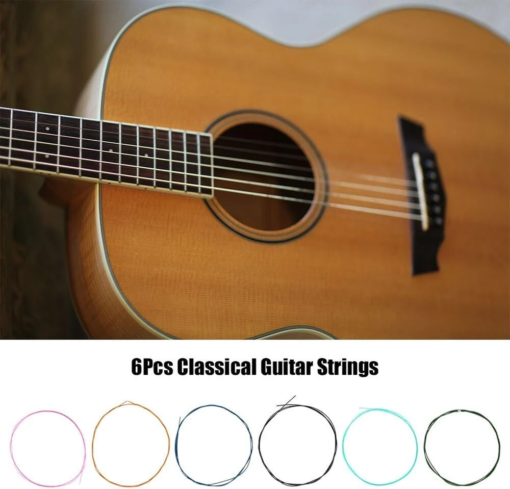 Spalvotos klasikinės gitaros stygos, ryškus garsas