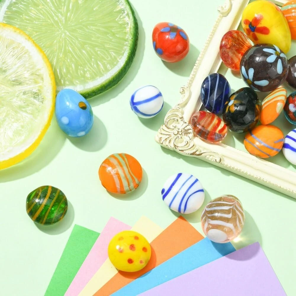 Sparkeads 40 vnt. Velykinių kiaušinių rinkinys, lampwork krištolinė kiaušinio figūrėlė, maži apvalūs ovalūs kiaušinių papuošalai, velykinio krepšelio užpildai, dekoracijos namų vakarėliui