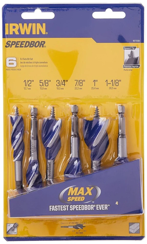 Speedbor 1877239 Irwin Tools Max medžio grąžtų rinkinys, 10 cm, 6 vnt.