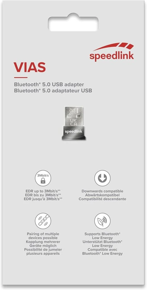 Speedlink Vias Nano Usb Bluetooth adapteris Pc - Usb Bluetooth 5.0 raktas kompiuteriui, nešiojamam kompiuteriui, belaidis duomenų mainai iki 3 Mbps, juodas