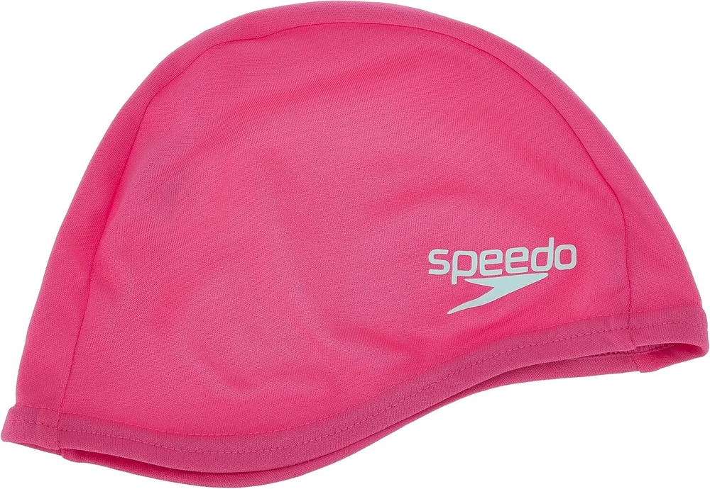 Speedo vaikiška logotipu marginta plaukimo kepuraitė iš poliesterio, raudona, lengva, patogi