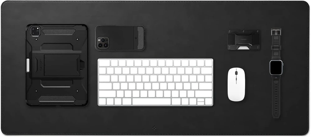Spigen Desk Mat Velo Vegan Pu Leather Xxl pelės kilimėlis su neslystančiu guminiu pagrindu - juodas