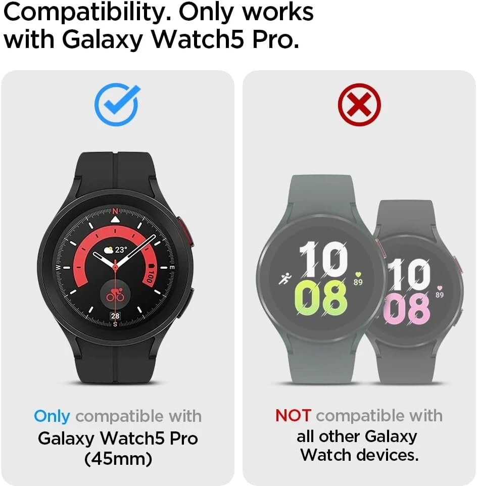 Spigen Rugged Armor Pro dirželis su dėklu, suderinamas su Galaxy Watch 5 Pro 45 mm (2022) - juodas