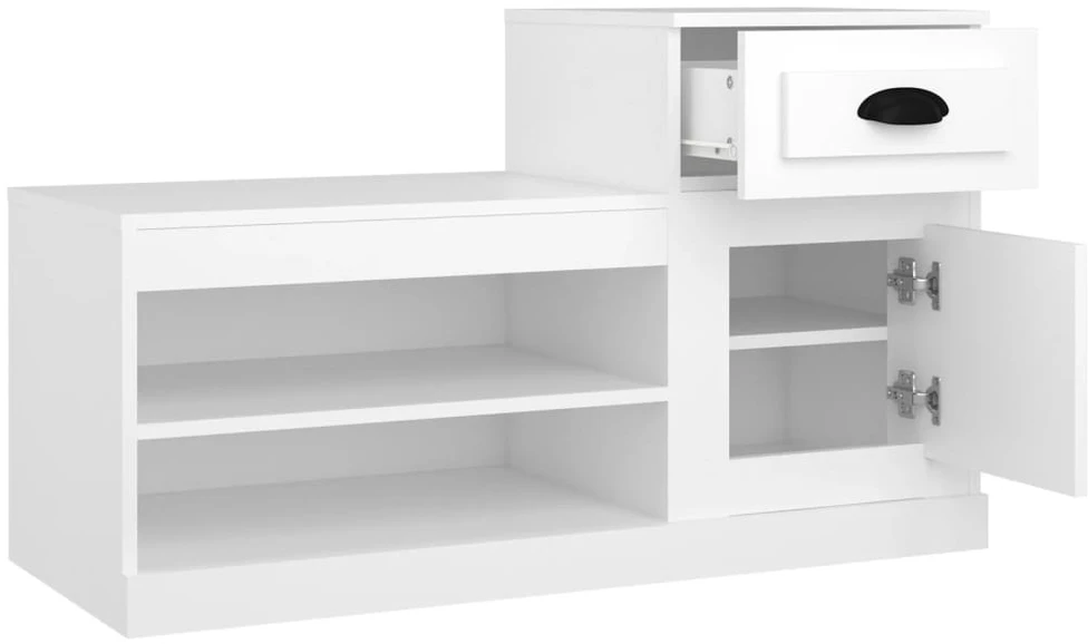 Spintelė batams, baltos spalvos, 100x42x60cm, apdirbta mediena