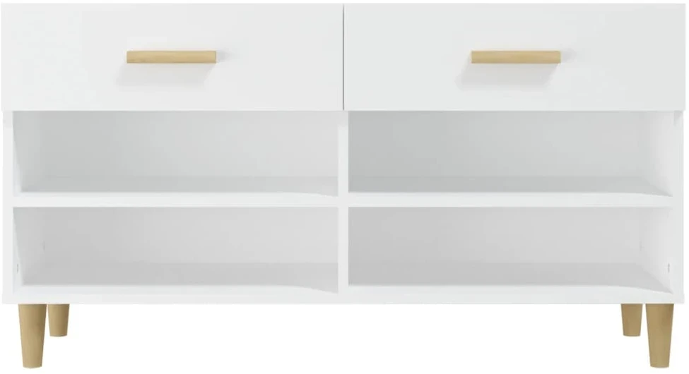 Spintelė batams, baltos spalvos, 102x35x55cm, apdirbta mediena