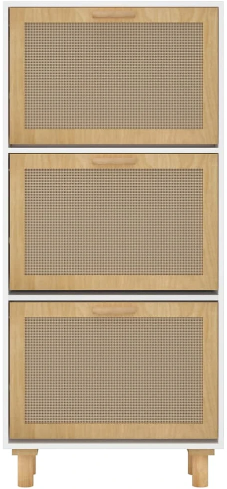 Spintelė batams, baltos spalvos, 52x25x115cm, mediena/ratanas
