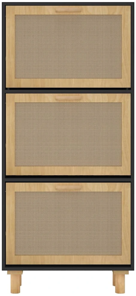 Spintelė batams, juodos spalvos, 52x25x115cm, mediena/ratanas