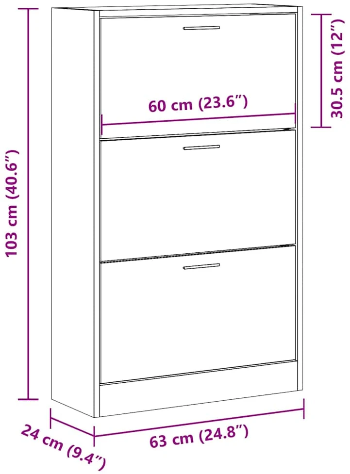 Spintelė batams, juodos spalvos, 63x24x103cm, apdirbta mediena