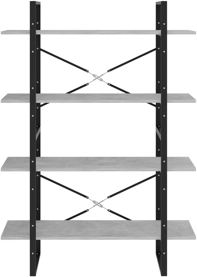 Spintelė knygoms, 4 aukštų, betono, 100x30x140cm, mediena