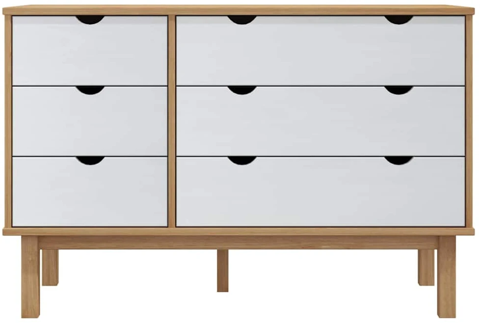 Spintelė su stalčiais OTTA, ruda/balta, 111x43x73,5cm, pušis