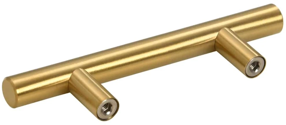 Spintelės rankenėlės, 10vnt., auksinės, atstumas tarp skylių 64 mm bendras ilgis 100 mm, nerūdijantis plienas