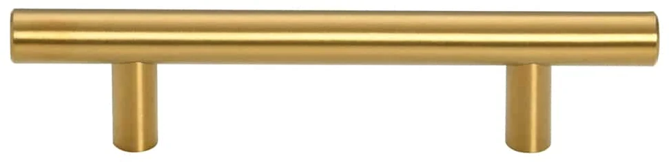 Spintelės rankenėlės, 10vnt., auksinės, atstumas tarp skylių 64 mm bendras ilgis 100 mm, nerūdijantis plienas