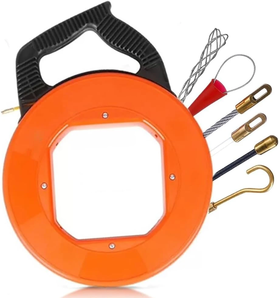 Spiralinis kabelio įtraukimo įrankis 70m su 6 adapteriais