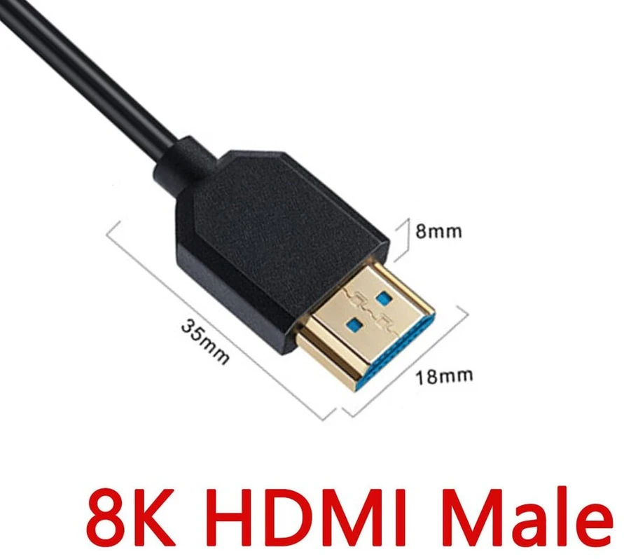 Spiralinis kabelis, 8k Hdmi 2.1 versijos kabelis, Ultra Hd Hdmi jungtis iš tėčio į tėtį prailginimo kabelis, 90 laipsnių kampu aukštyn Hdmi 48gbps kabelis palaiko 8k@60hz, 4k@120hz monitoriui