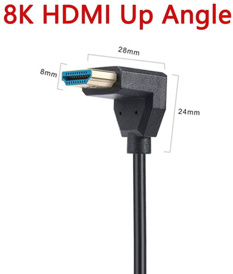 Spiralinis kabelis, 8k Hdmi 2.1 versijos kabelis, Ultra Hd Hdmi jungtis iš tėčio į tėtį prailginimo kabelis, 90 laipsnių kampu aukštyn Hdmi 48gbps kabelis palaiko 8k@60hz, 4k@120hz monitoriui