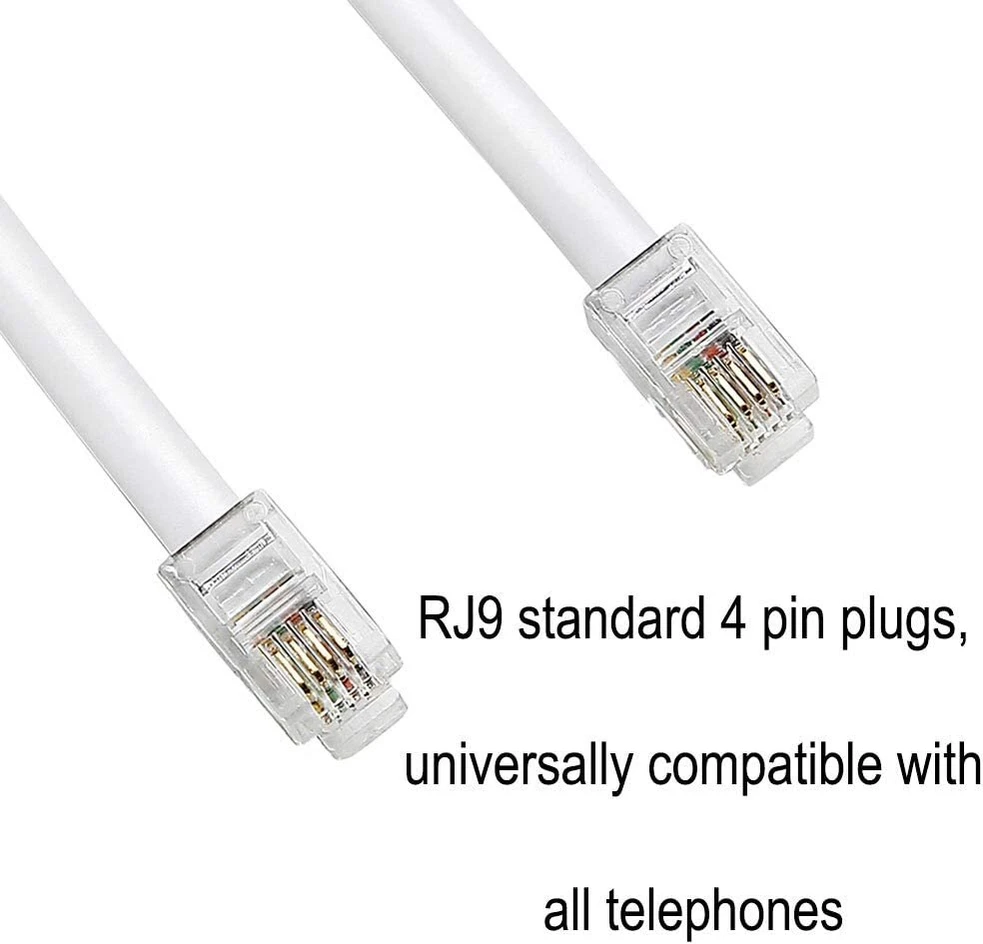 Spiralinis telefono laidas Rj9 (4p4c), 1.2m, baltas