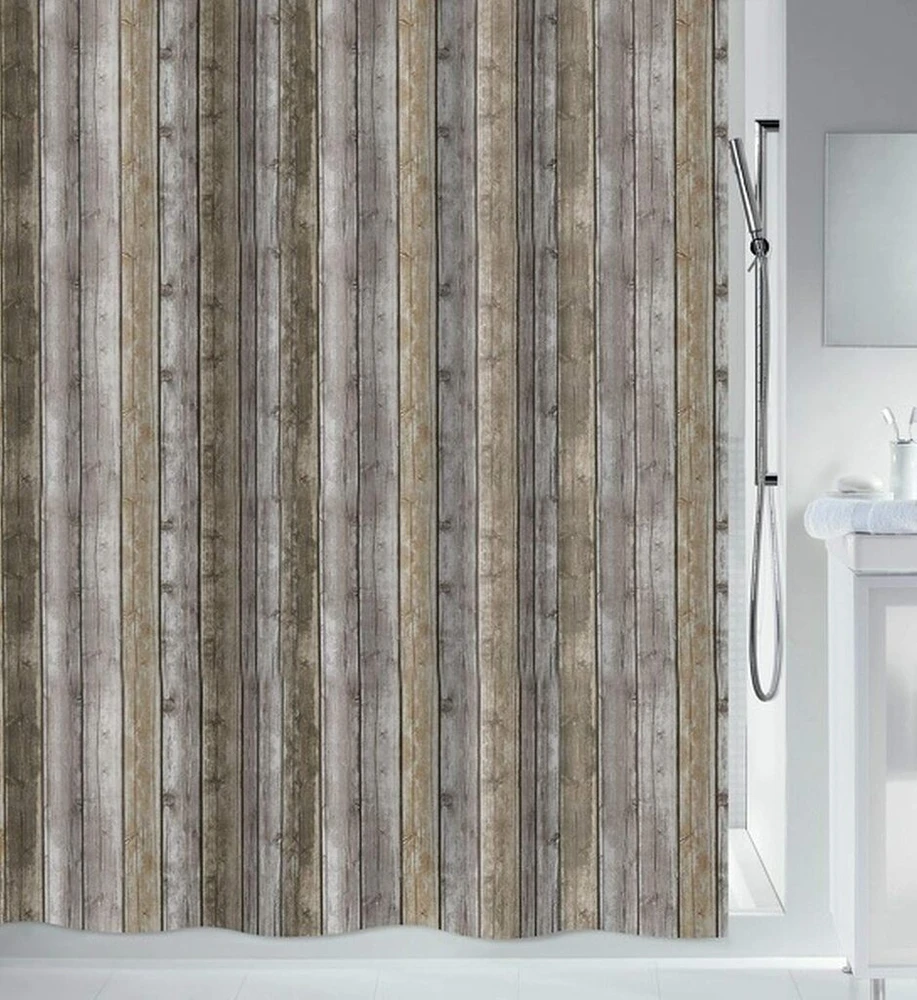Spirella Roman Wood dušo užuolaida, atspari pelėsiui, skalbiama, neperšlampama, poliesteris, 120 x 200 cm, ruda, 120 x 200 cm
