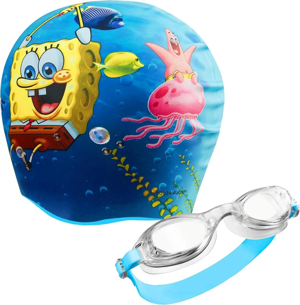 Spongebob Squarepants plaukimo kepuraitė ir akiniai nuo uv spindulių vaikų rinkinys - plaukimo reikmenys
