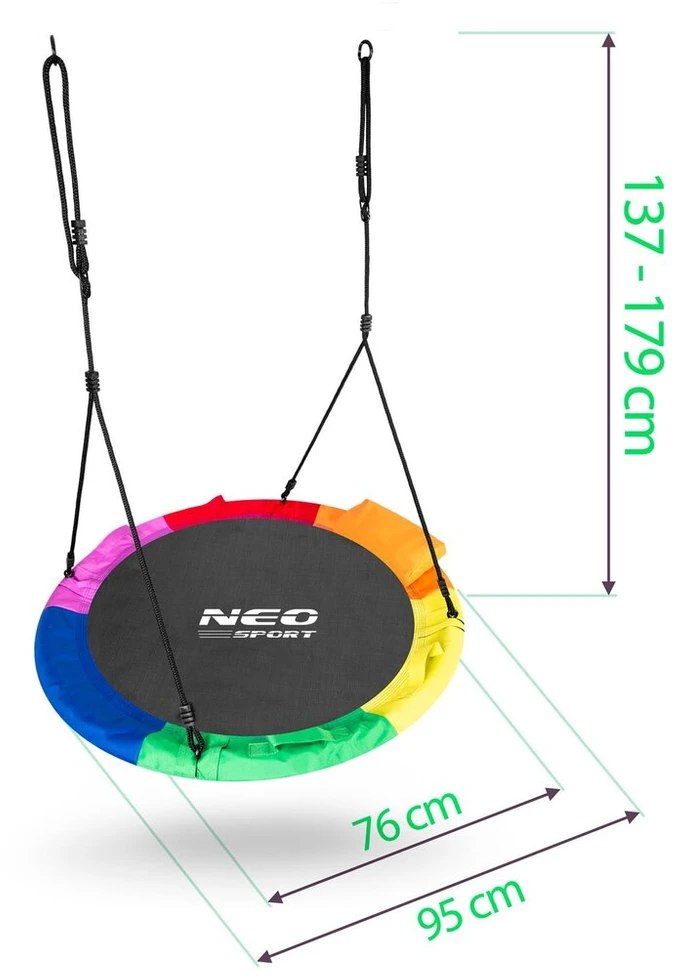 SPORT Sūpynės kiaulienos sūpynės lizdas xxl daugiaspalvės 95 cm