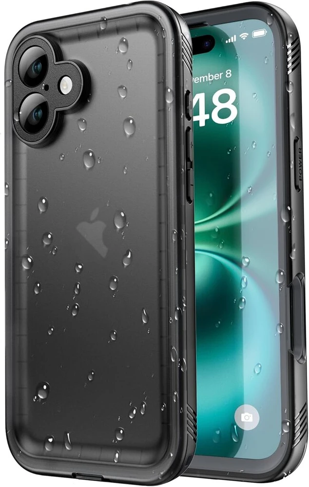 Sportlink dėklas, skirtas iphone 16, atsparus vandeniui - 360 laipsnių apsauginis dėklas lauke, kameros apsauga, ekrano apsauga [kameros valdymas] [ip68 atsparus vandeniui] [6ft smūgiams atsparus kietas dėklas] armour dėklas, juodas, 6.1