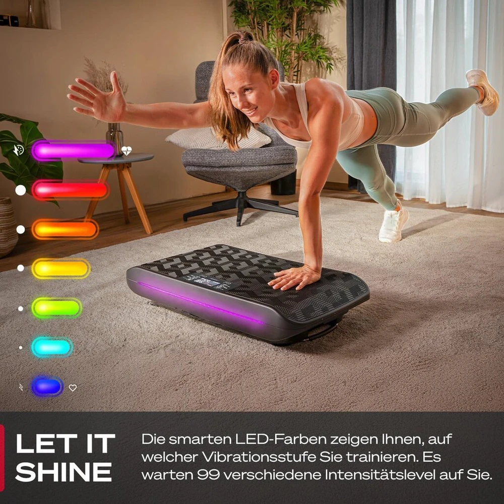 Sportstech 4d vibracinė platforma namams, vp400 ir svibe, vokiškos kokybės prekės ženklas, išmanusis led, treniruočių juostos ir virvės