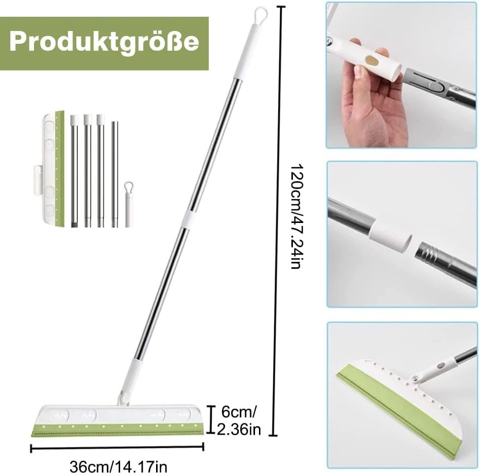 Squeegee Bottom, 120 cm vandens valytuvas grindims, dušo valytuvas, dušo valytuvas ilgu kotu, langų valytuvas su rankena, vandens valytuvas, dušo valytuvas (žalias)