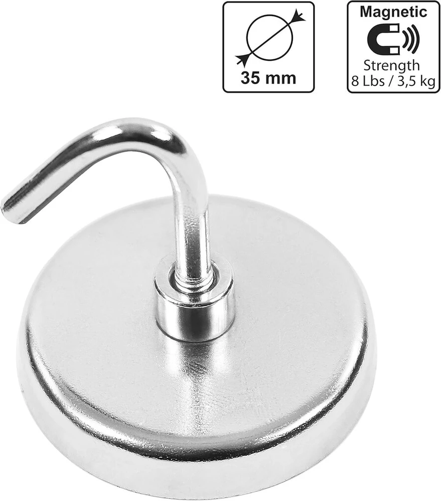 S&r Magnetinių kabliukų rinkinys, 5 vnt., stiprus magnetinis kabliukas virtuvei, biurui, vonios kambariui, garažui, įrankiams, dirbtuvėms, magnetinis kabliukas, 35 mm magnetinis pagrindas